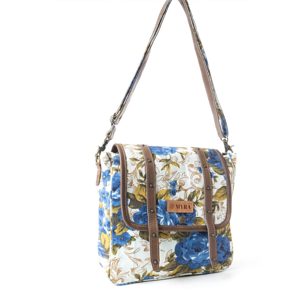 Mesa Morning Glories Messenger Bag In Blue and Off White - Image 2