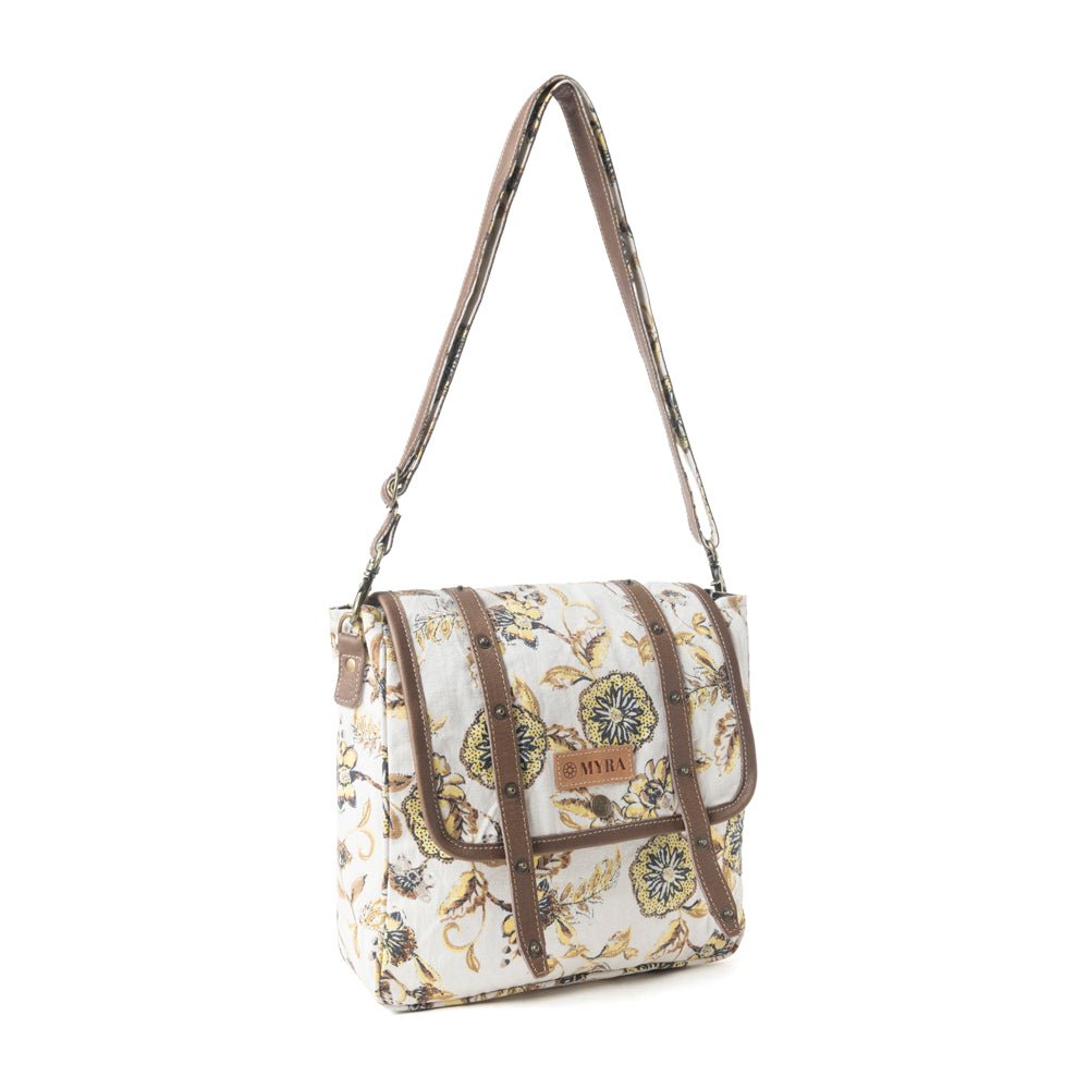 Mesa Morning Glories Messenger Bag In Brown And Off White - Image 2