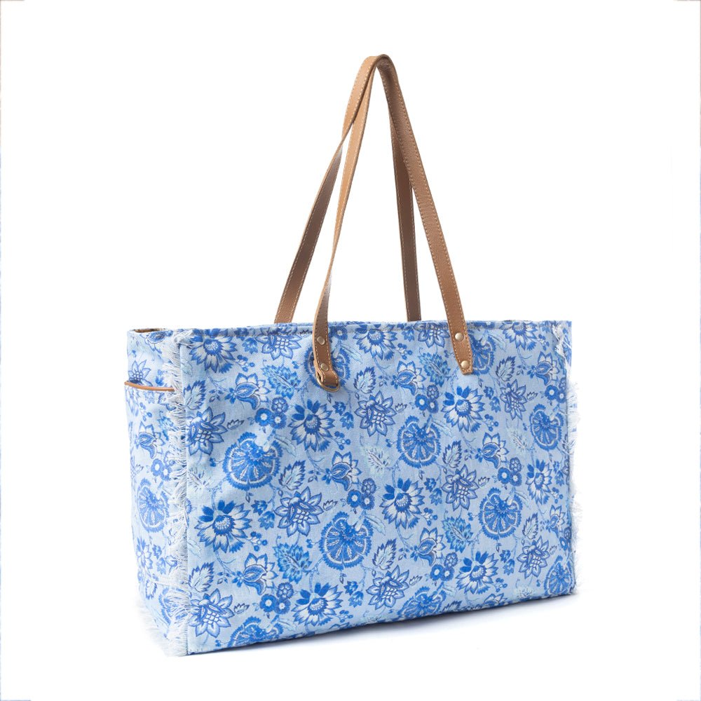 Delft Garden Weekender Bag In Blue - Image 2
