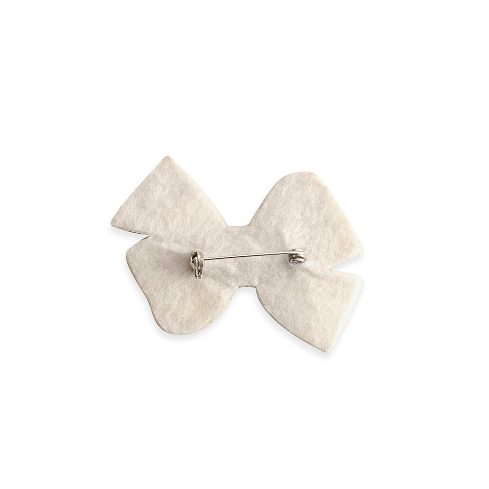 White Glittering Bow Brooch In White - Image 2
