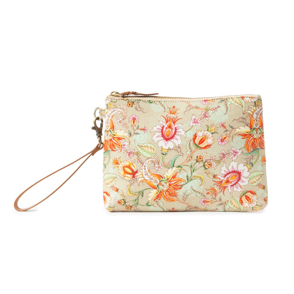 Peace & Serenity Blossoms Clutch Bag In Beige - Image 2