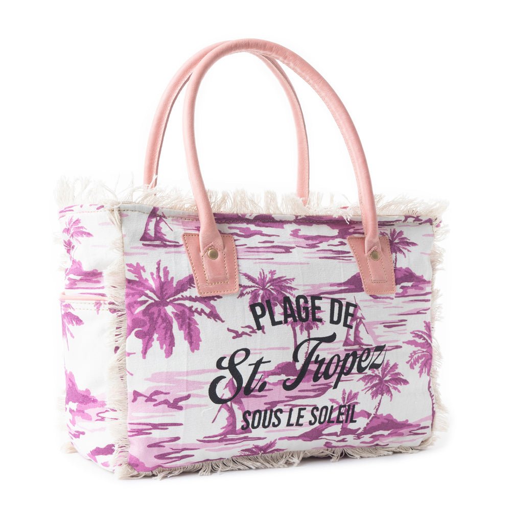 Saint Tropez Tote Bag In White & Purple - Image 2