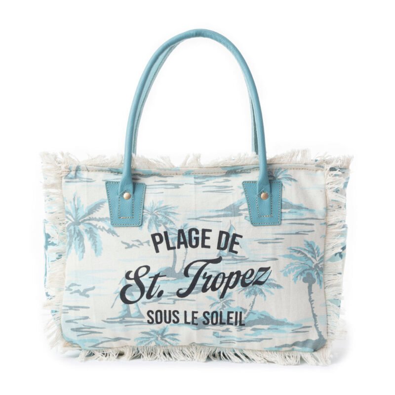 Saint Tropez Tote Bag In Green & White