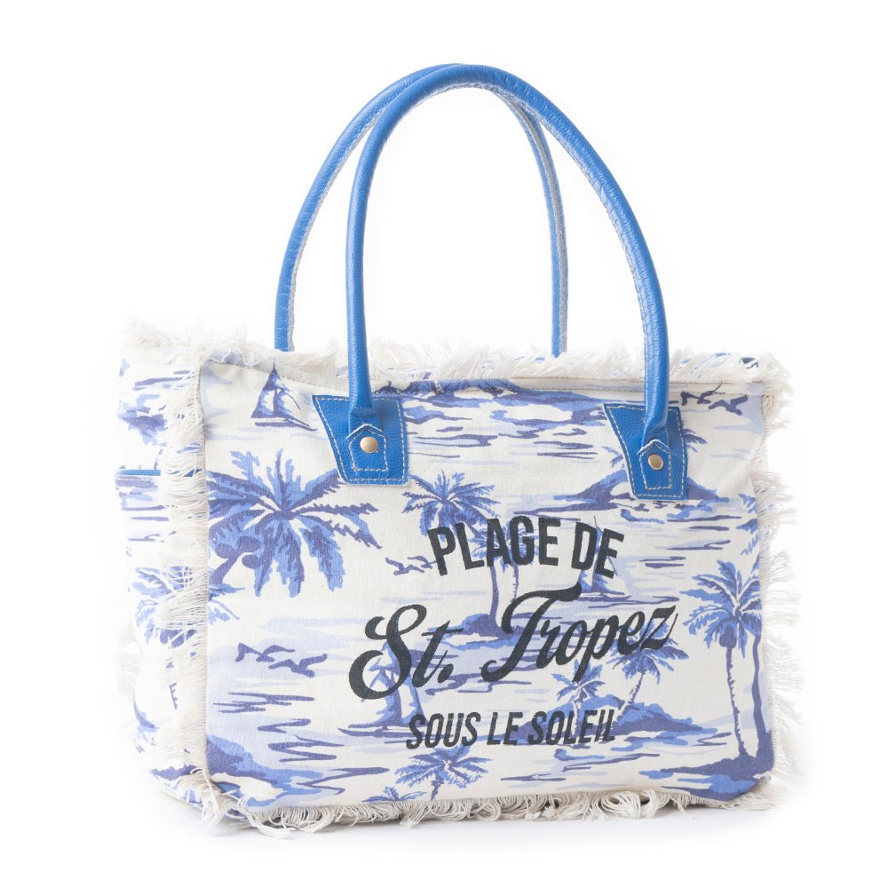 Saint Tropez Tote Bag In Blue & White - Image 2