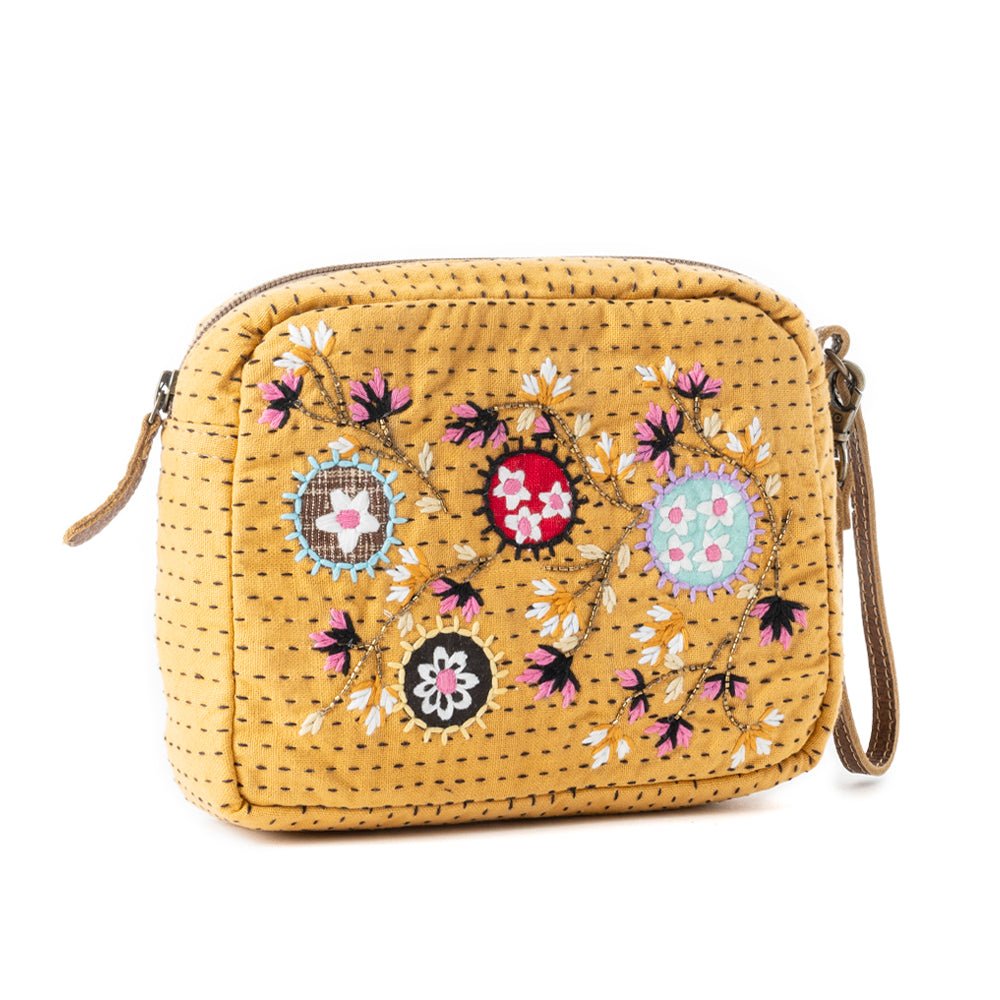 Daisy Pop Woven Pouch in Marigold Yellow - Image 2