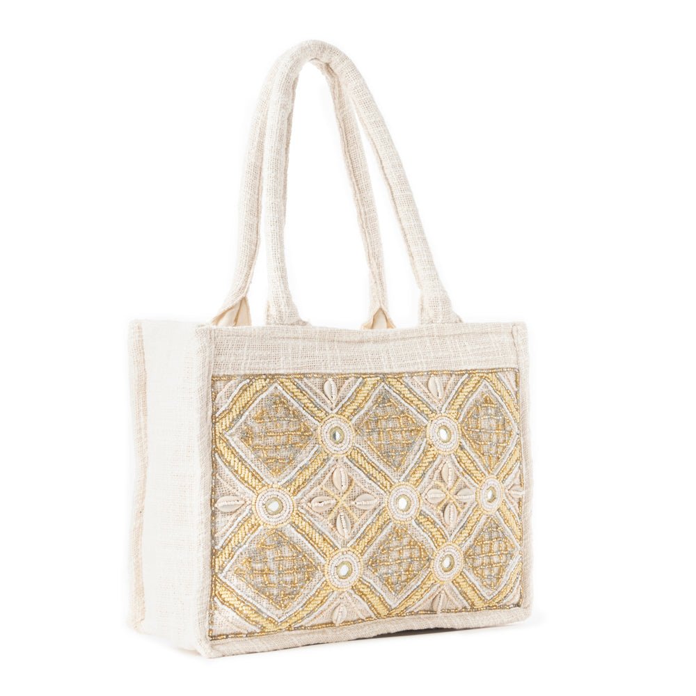 Gypsy Lace Canvas Bag in Boho White - Image 2