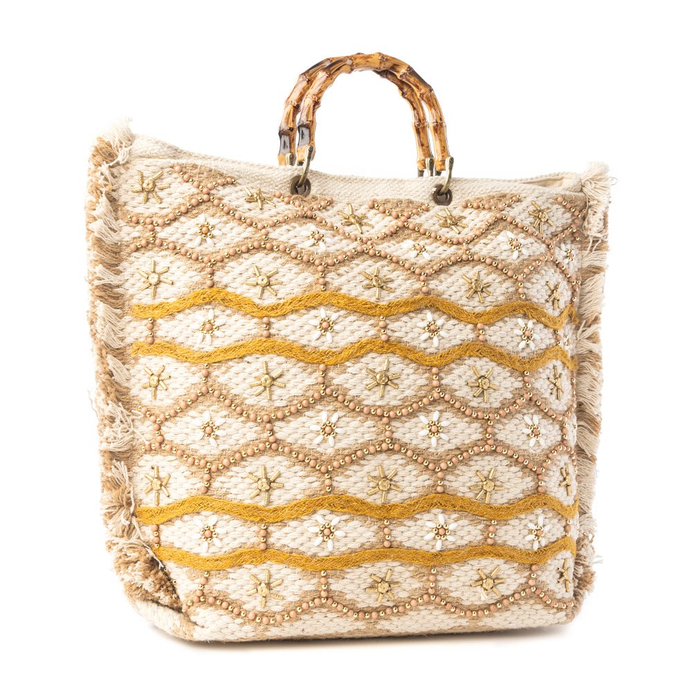 Myra Solana Weave Hand Embroidered Tote Bag in Sunlit Glow - Image 2