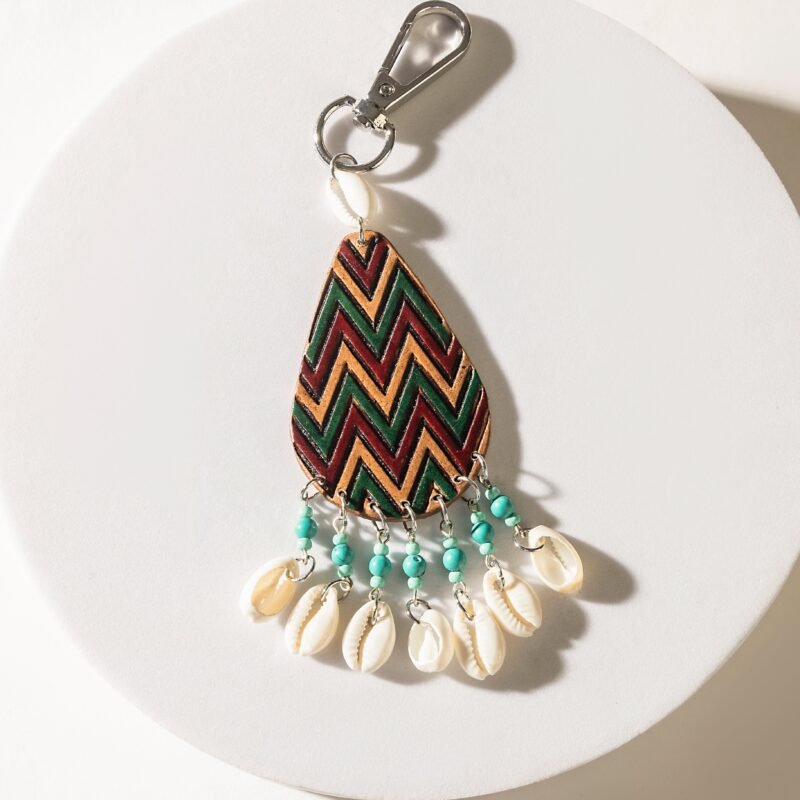 Chevron Song Keychain in Terracotta Red