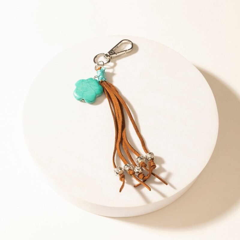 Myra Rangeflower Tassel Charm Keychain in Suede Brown
