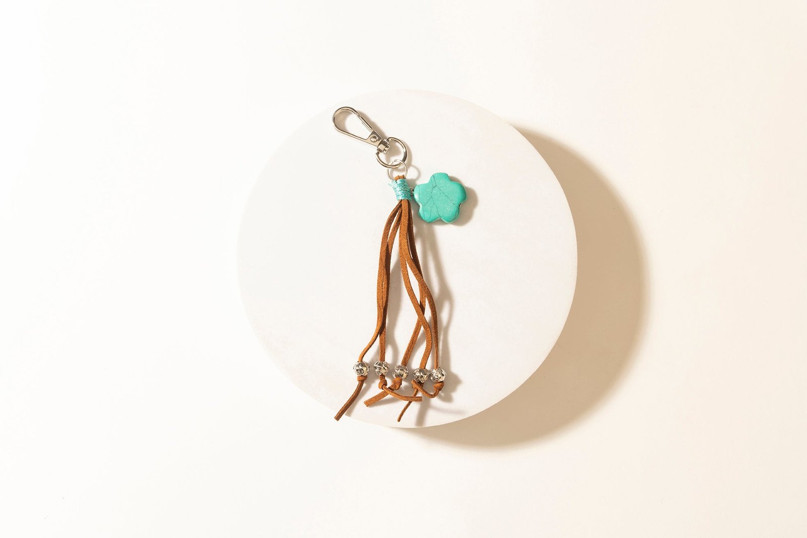 Myra Rangeflower Tassel Charm Keychain in Suede Brown - Image 2