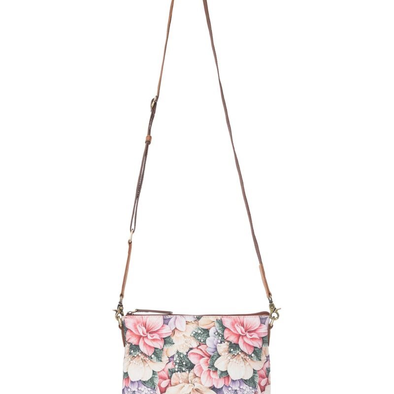 Myra Wildflower Trail Cotton & Leather Crossbody Bag in Vintage Rose