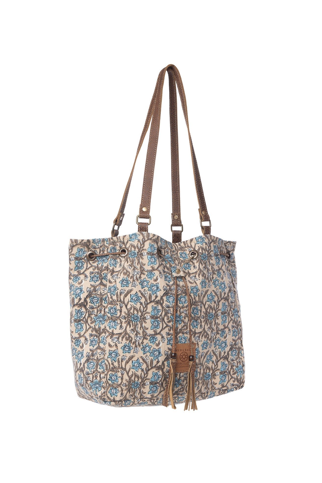 Myra Southern Bloom Cotton & Leather Bucket Bag in Oasis Cream - Image 2