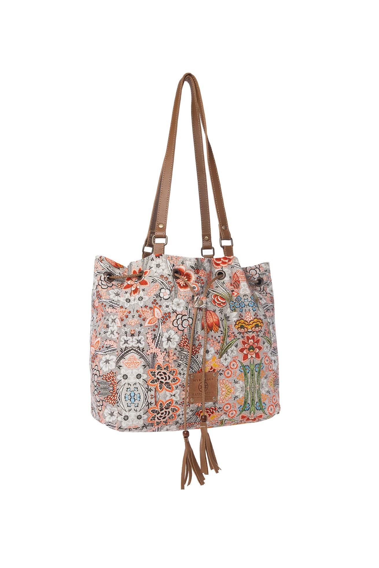 Myra Southern Bloom Cotton & Leather Bucket Bag in Clay Blossom - Image 2