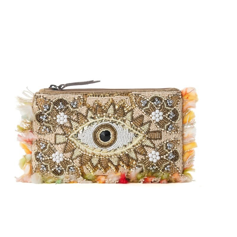 Myra Eye of the Storm Beaded Pouch in Gold Gaze