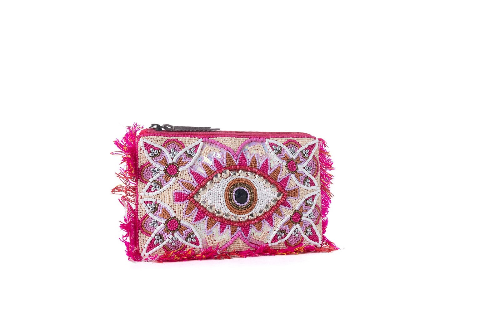 Myra Eye of the Storm Beaded Pouch in Pink Mirage - Image 2