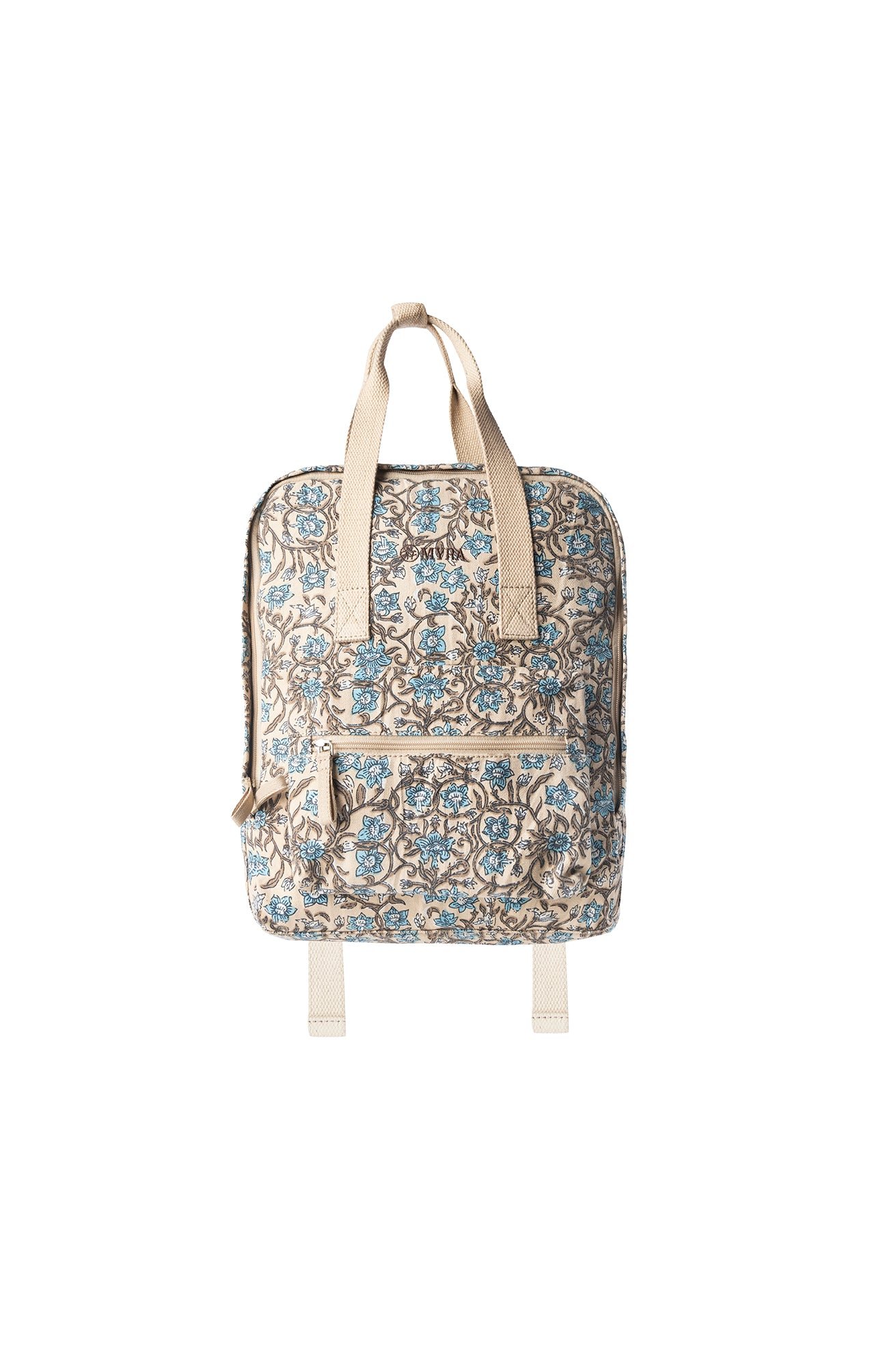 Myra Pine Meadow Cotton & Leather Crossbody Bag in Natural & Blue Floral