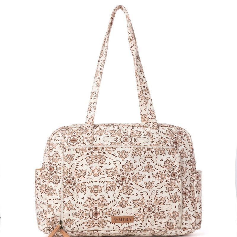 Myra Sunnyfield Cotton Diaper Bag in Mocha Beige