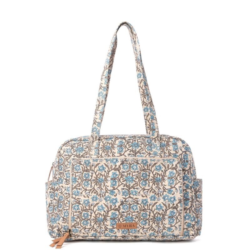 Myra Sunnyfield Cotton Diaper Bag in Dusty Teal