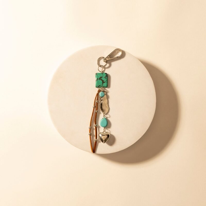 Myra Longhorn Charm Keychain in Desert Turquoise