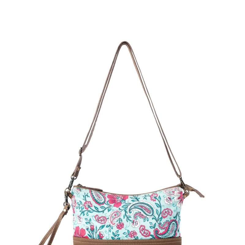 Myra Wild Posy Crossbody Bag for Women in agave with print detail