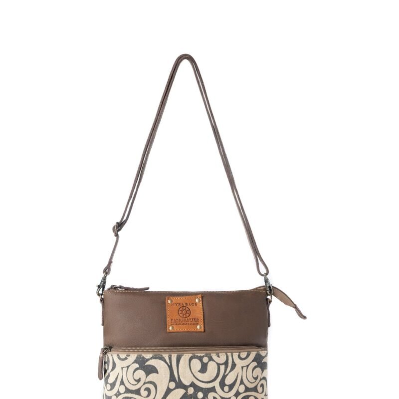 Myra Wildprint Trail upcycled canvas crossbody Bag for Women in ivory with vintage print