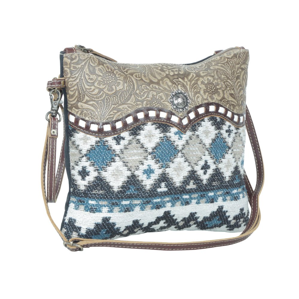 Myra Tincture Embossed Leather Crossbody Bag for Women Aztec Pattern, Adjustable Strap for Rodeo Style - Image 2