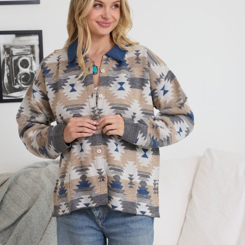Raign Button Front Shacket Sweater